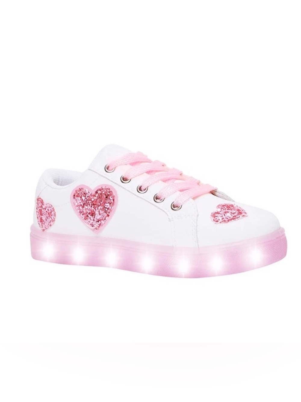 Fabkids Glitter Hearts Light Up Sneakers - Size 6